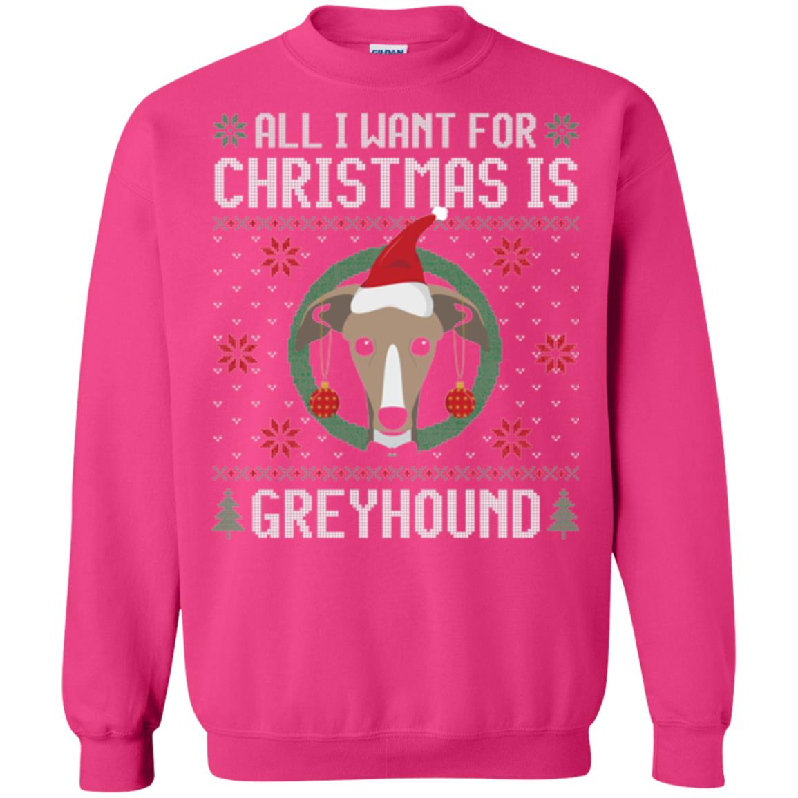Chirstmas T-shirt All I Want For Christmas Is Greyhound Heliconia