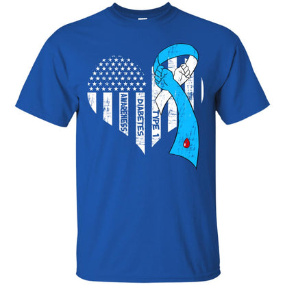 Diabetes Awareness Type 1 Ribbon Flag Shirt Royal
