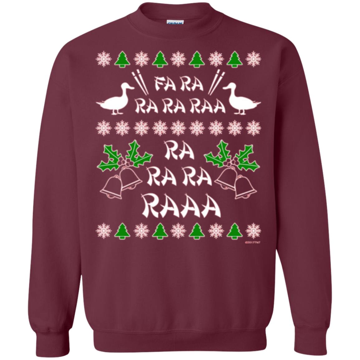 Christmas T-shirt Fa Ra Ra Chinese Duck Dinner Maroon