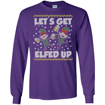 Christmas T-shirt Let's Get Elfed Up Purple