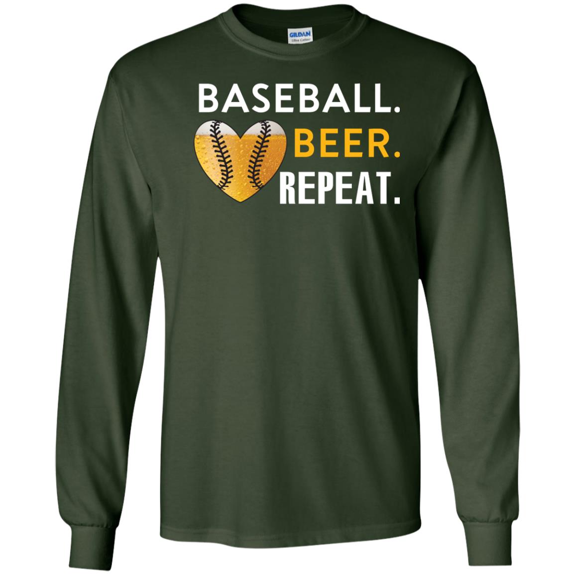 Baseball Lover T-shirt Beer Repeat Forest Green