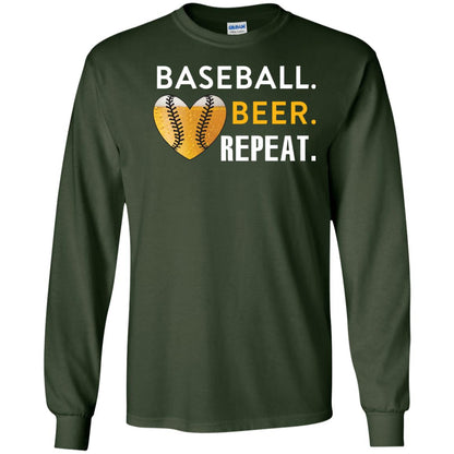 Baseball Lover T-shirt Beer Repeat Forest Green
