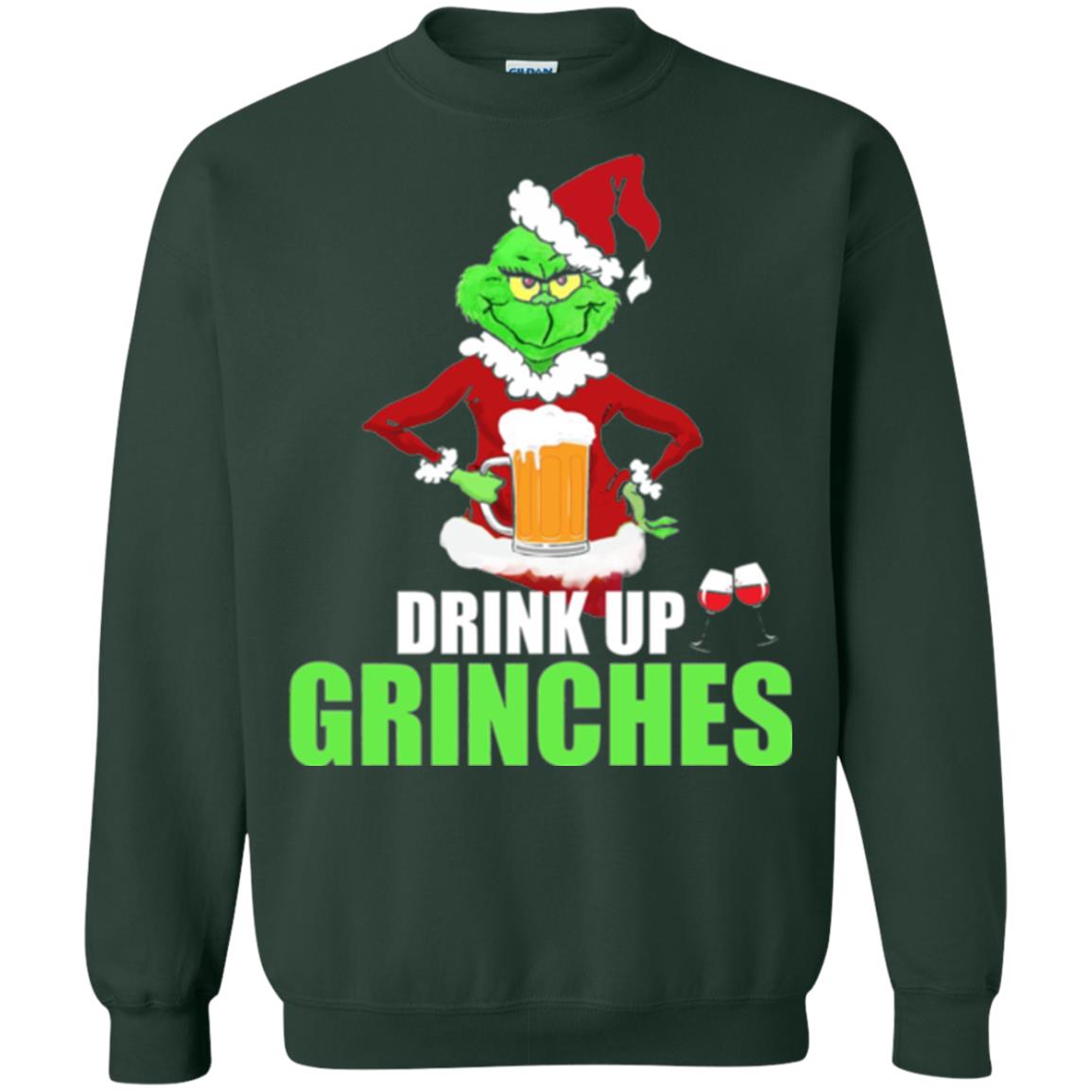 Christmas T-shirt Drink Up Grinches Forest Green