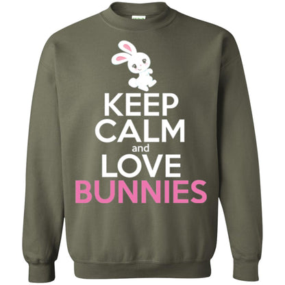 Bunny T-shirt Keep Calm And Love Bunnies Military Green