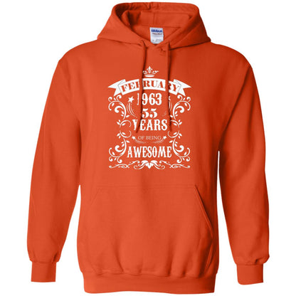 55th Birthday Shirt Awesome Born In February 1963 55 Years Of Being Awesome Orange