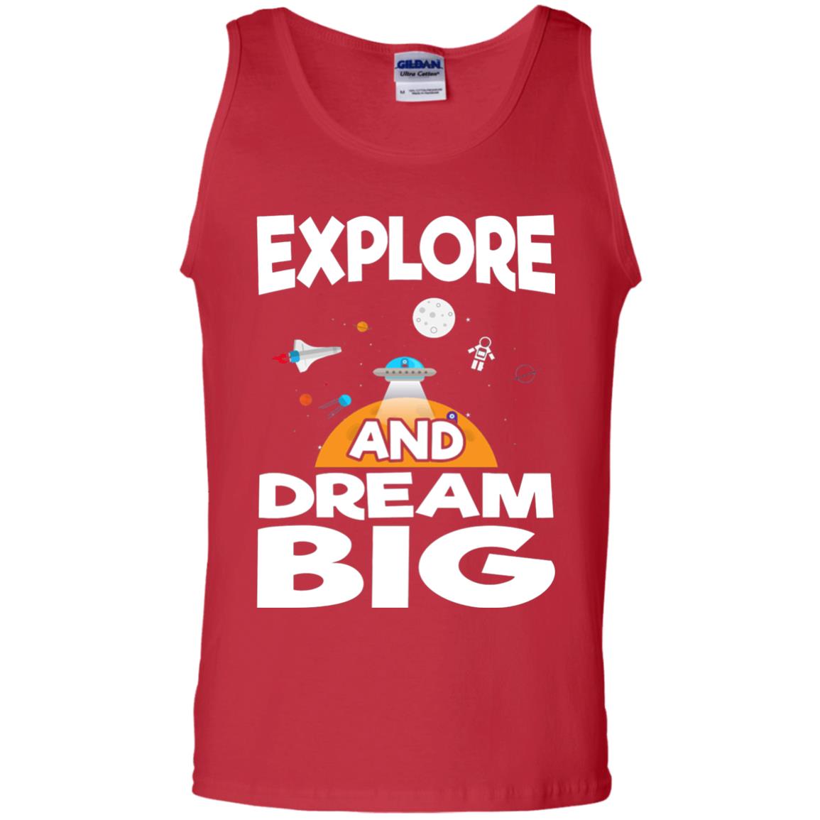 Explore And Dream Big Space Universe Planet Shirt Red