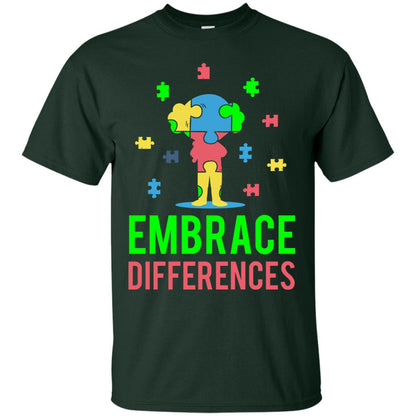 Autism Awareness T-shirt Embrace Differences Forest