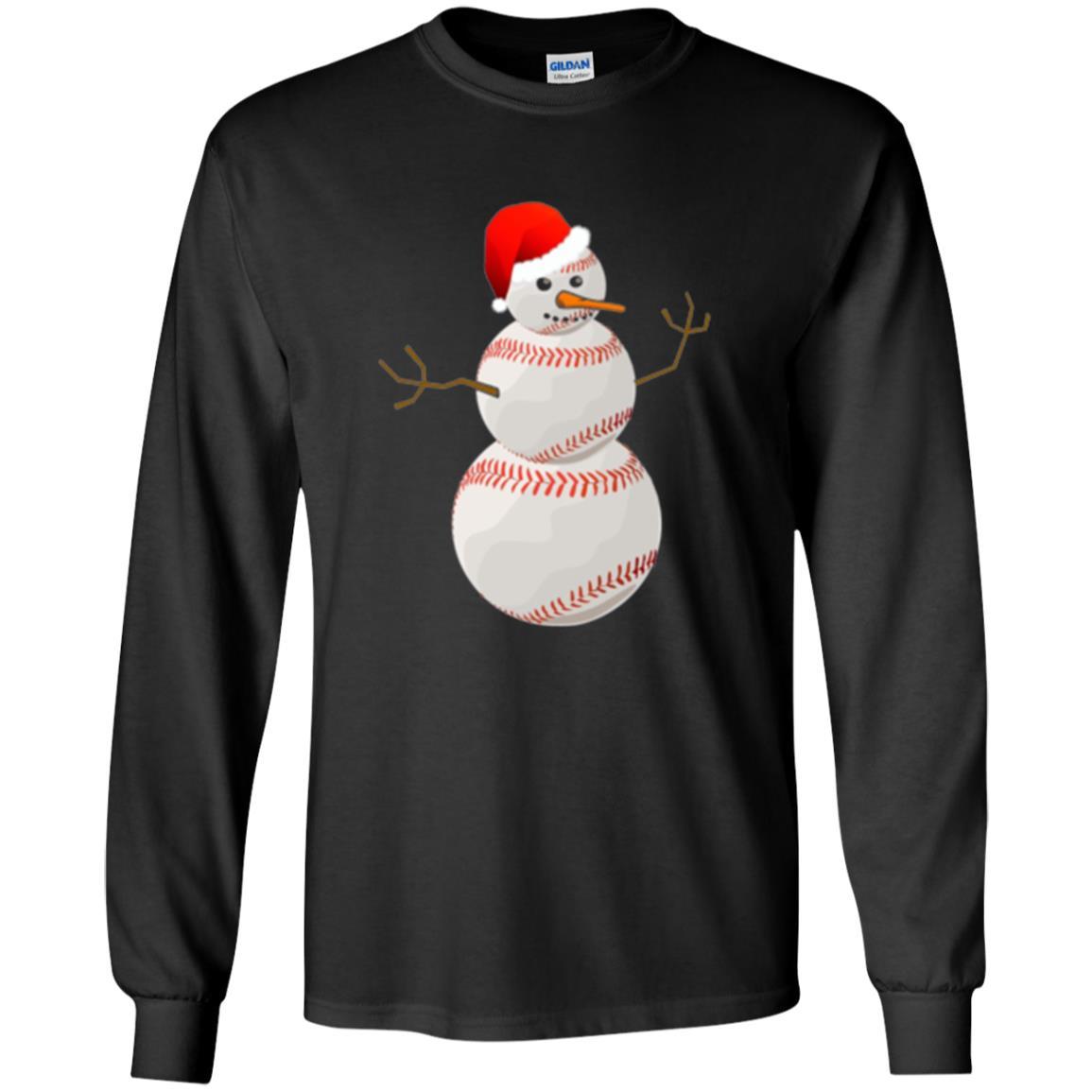 Christmas Baseball T-shirt Baseball Snowman Black
