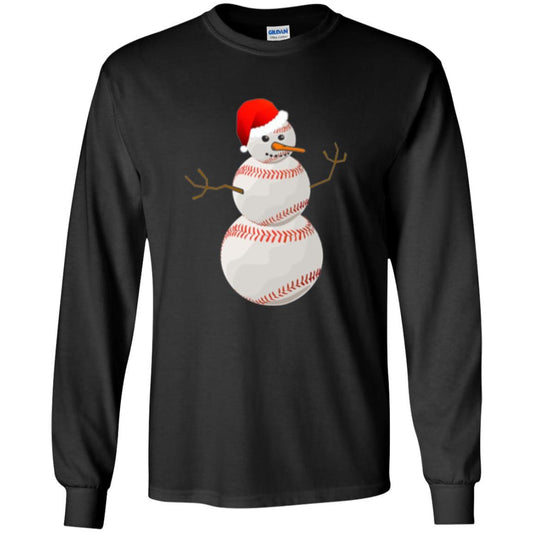 Christmas Baseball T-shirt Baseball Snowman Black
