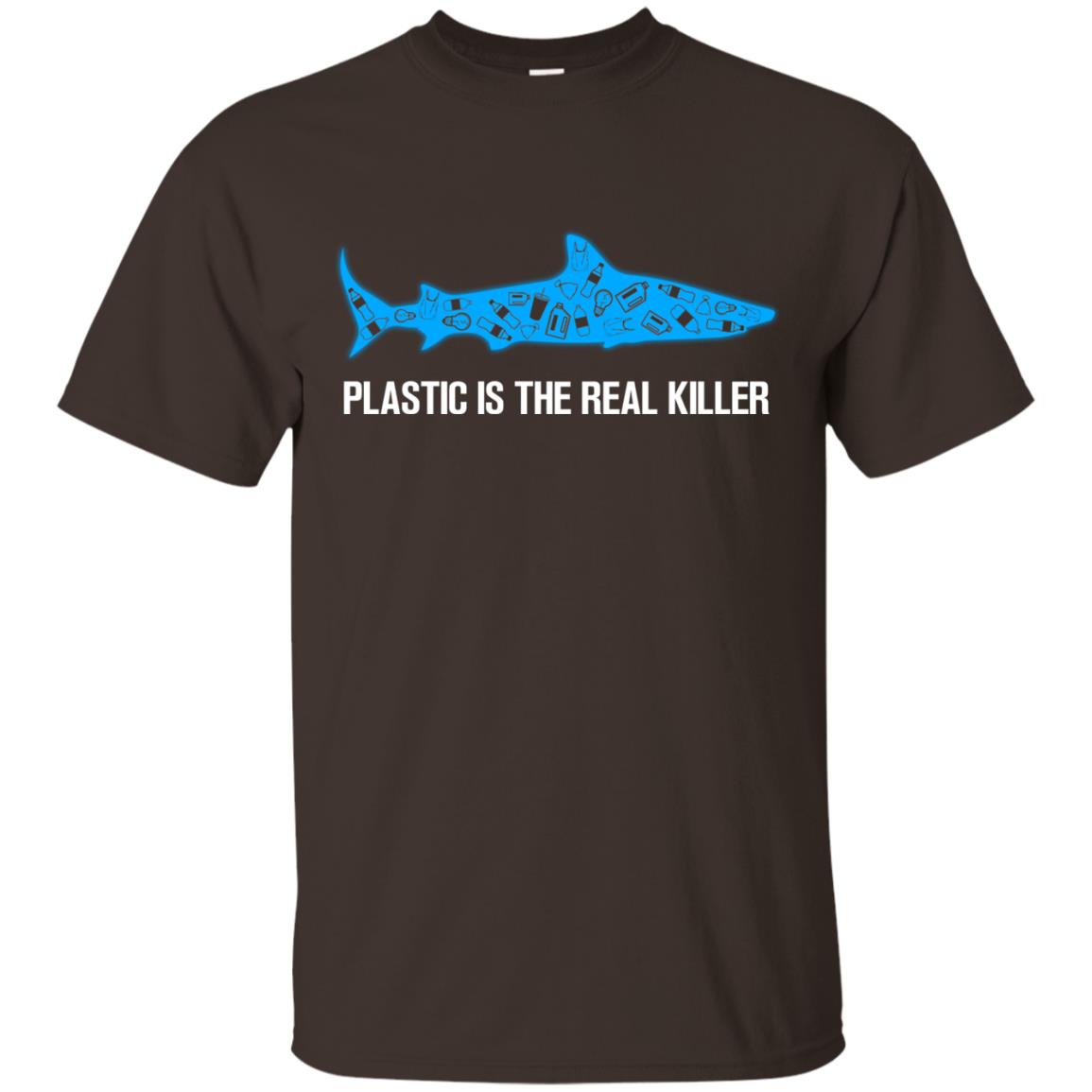 Plastic Is The Real Killer Save Ocean Shark Shirt Dark Chocolate