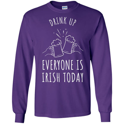 St. Patrick_s Day T-shirt Drink Up Everyone Is Irish Toda Purple