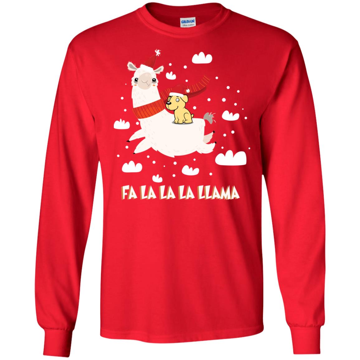 Fa La La La Llama With Labrador X-mas Gift Shirt Red