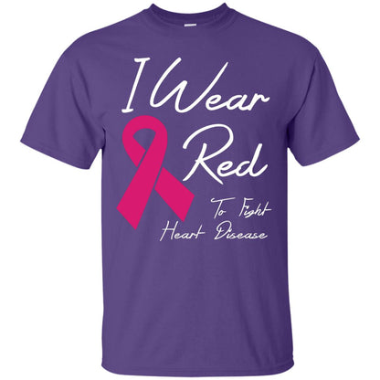 I Wear Red To Fight Heart Disease T-shirt Purple
