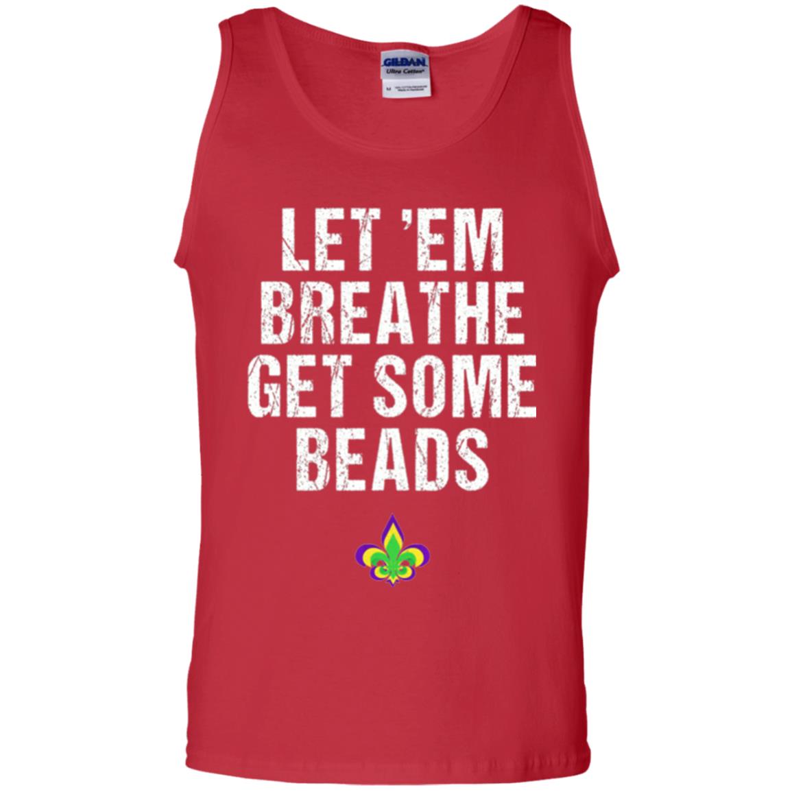 Mardi Gras T-shirt Let_em Breathe Get Some Beads Red