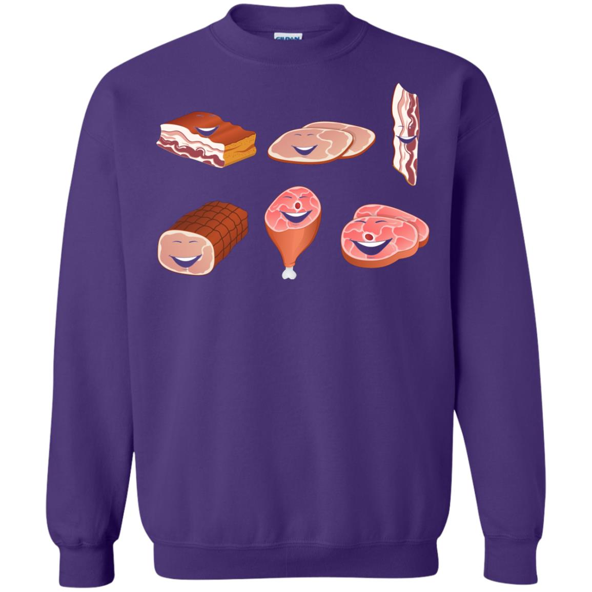 Funny Bbq T-shirt Meat Family Purple