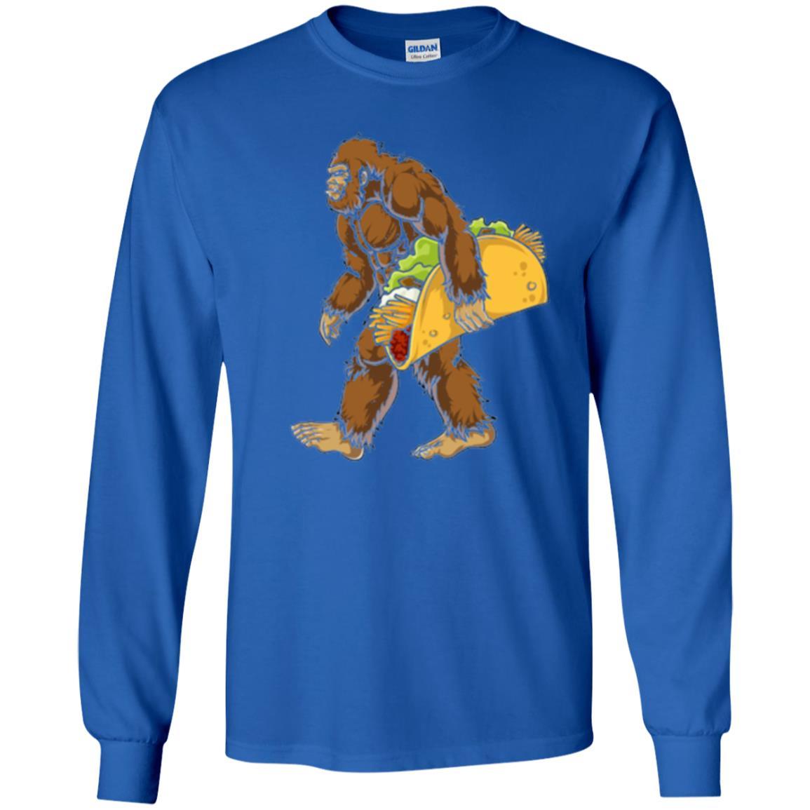 Camping T-shirt Bigfoot Sasquatch Carrying Taco Royal