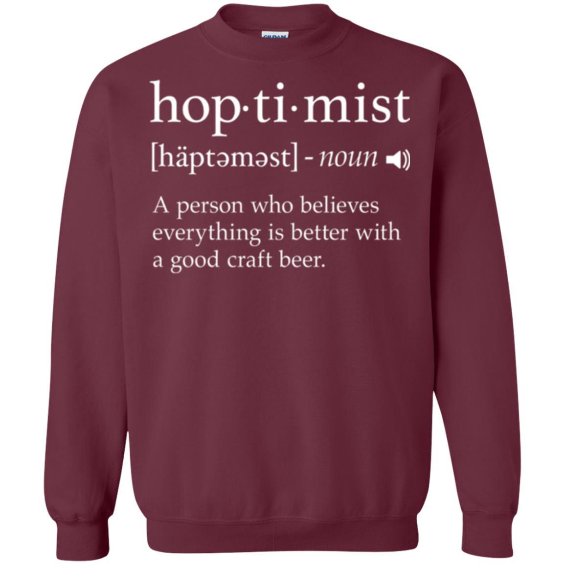 Beer Lover T-shirt Hoptimist Definition Maroon