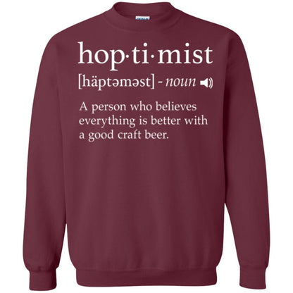 Beer Lover T-shirt Hoptimist Definition Maroon
