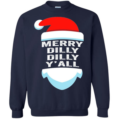 Christmas T-shirt Dilly Dilly Yall Santa Hat Christmas T-shirt Navy
