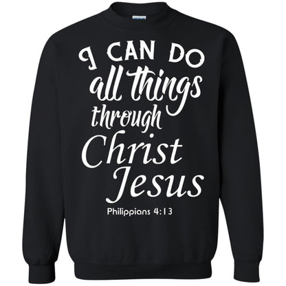 Christian T-shirt I Can Do All Things Through Christ Jesus Black
