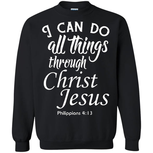 Christian T-shirt I Can Do All Things Through Christ Jesus Black