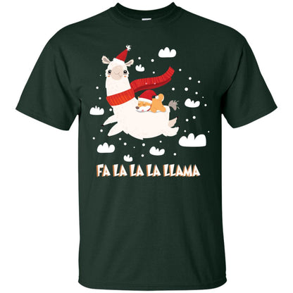 Fa La La La Llama With Shiba Inu X-mas Gift Shirt Forest