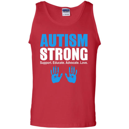 Autism Strong Support Educate Advocate Love T-shirt Red