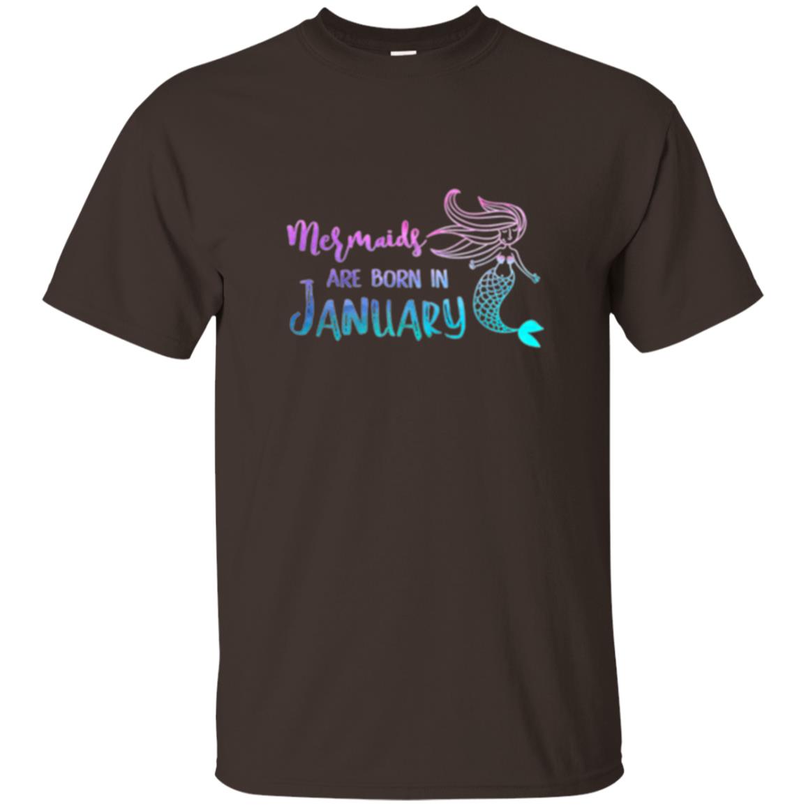 Mermaids Are Born In January Birthday T-shirt Dark Chocolate