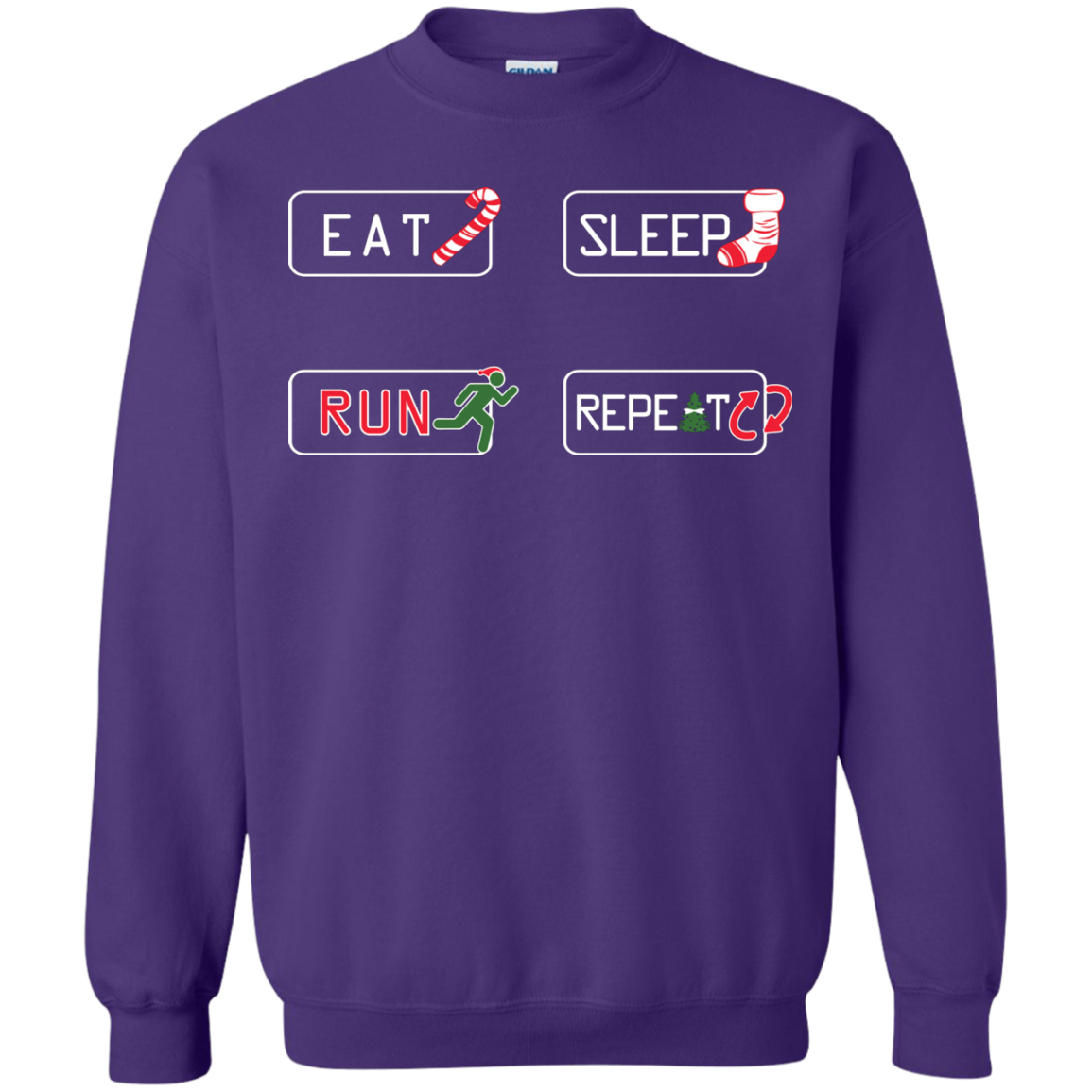 Christmas T-Shirt Eat Sleep Run Repeat Purple