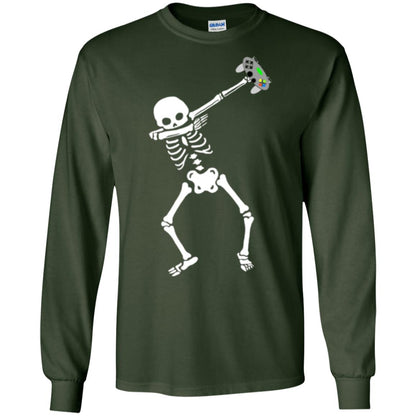 Gamer T-shirt Dabbing Skeleton Forest Green