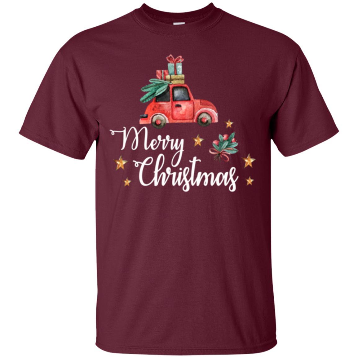 Car Lover T-shirt Merry Christmas T-shirt Maroon