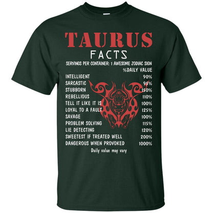 Taurus Facts 1 Awesome Zodiac Sign Gift Shirt For Taurus Horoscope Forest