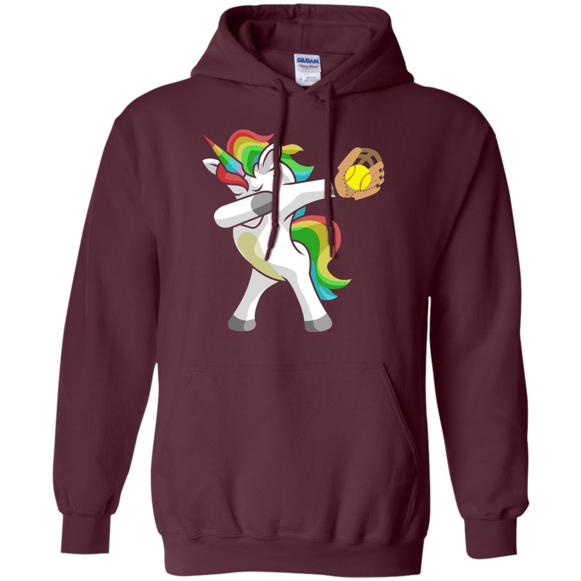 Dabbing Unicorn Softball T-shirt Funny Dabbing Maroon