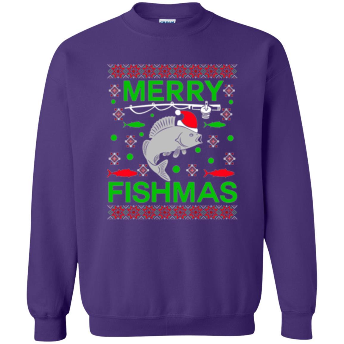 Christmas T-shirt Merry Fishmas Merry Christmas Fisherman Purple
