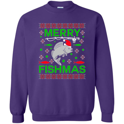 Christmas T-shirt Merry Fishmas Merry Christmas Fisherman Purple