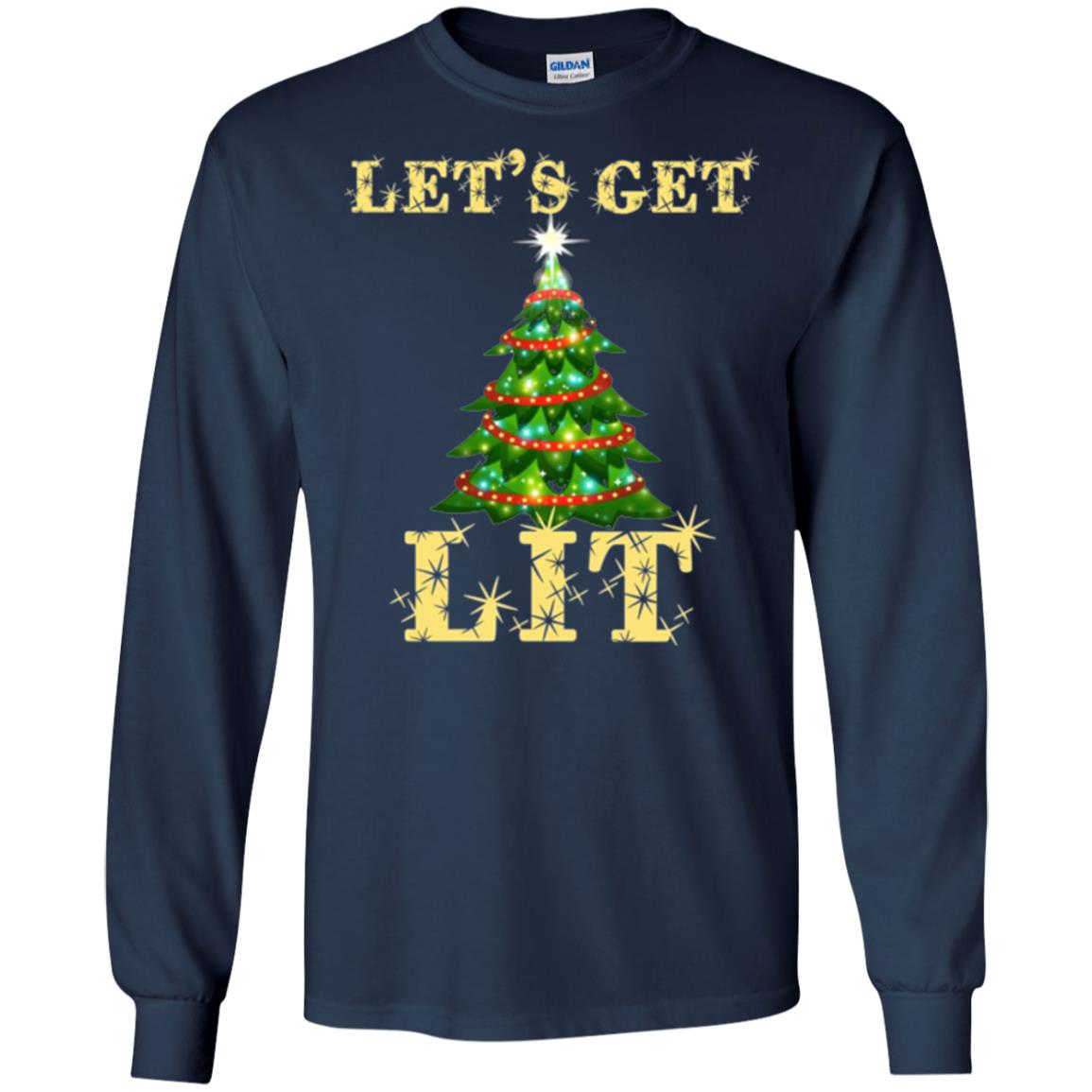 Christmas T-shirt Let_s Get Lit Navy