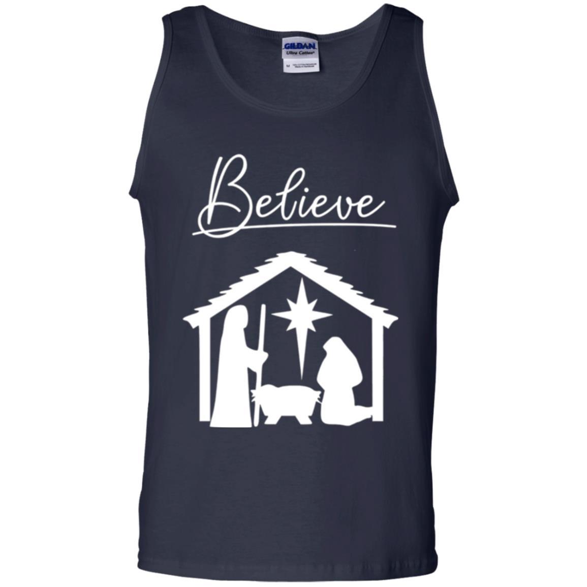 Christian Christmas T-shirt Believe Jesus Celebrate Navy