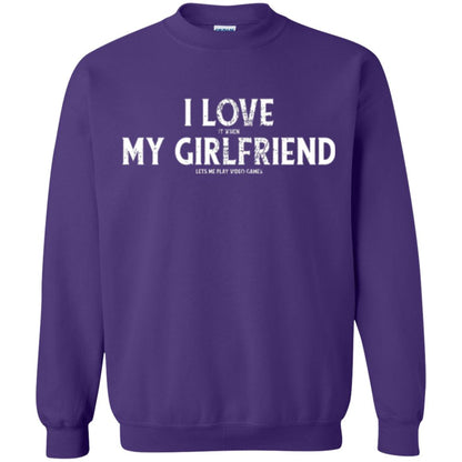 Funny Gamer T-shirt I Love My Girlfriend Lets Me Play Video Games Purple
