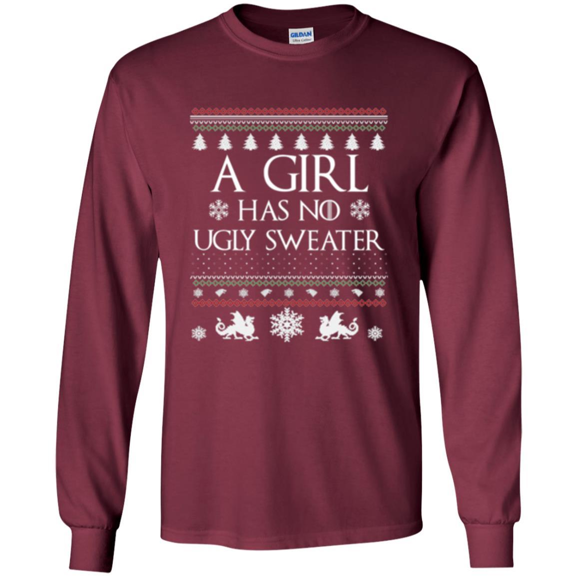 Christmas T-shirt Girl Has No Ugly Sweater Maroon