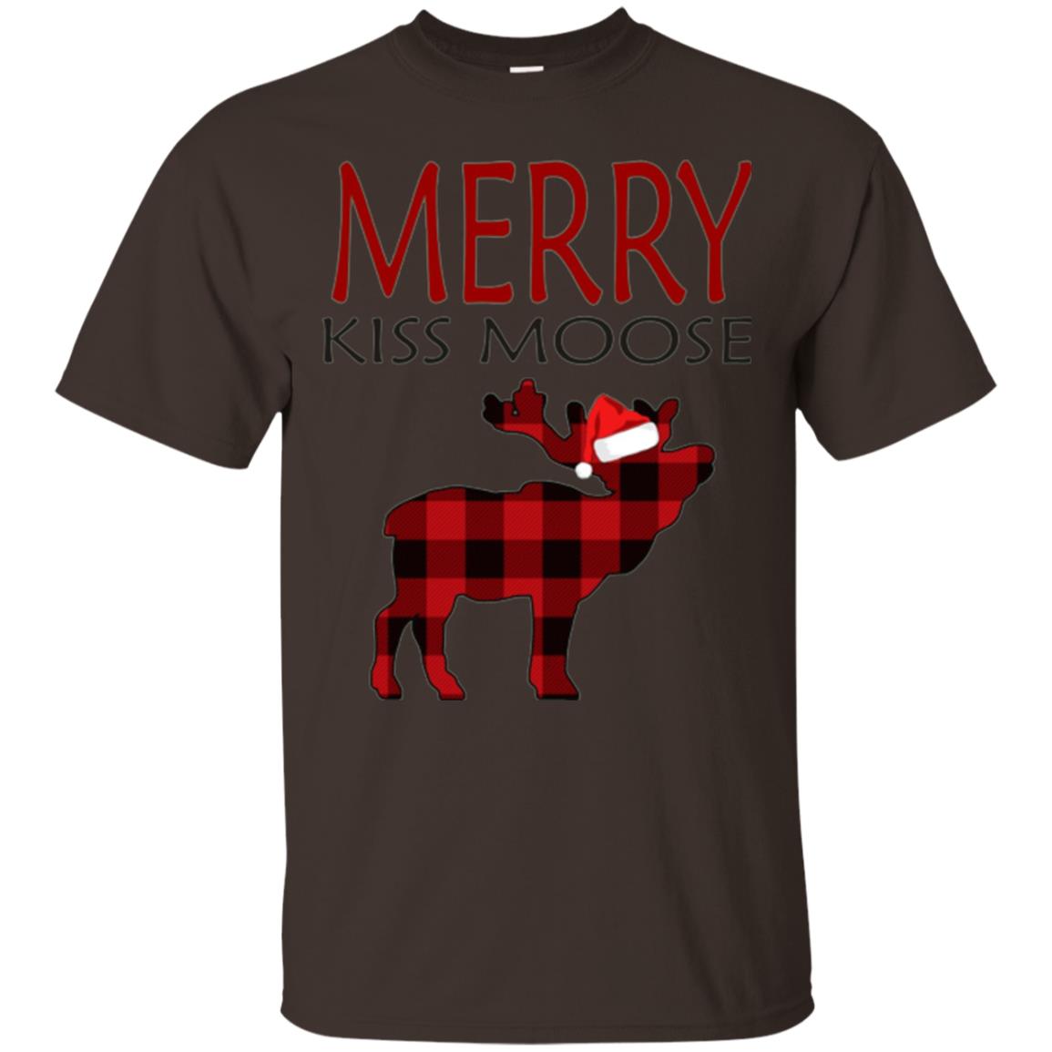 Christmas T-shirt Merry Kiss Moose Dark Chocolate