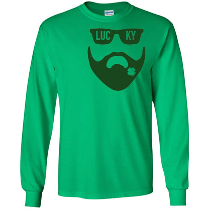 Green Bearded Clover Lucky Charm St. Patrick_s Day T-shirt Irish Green