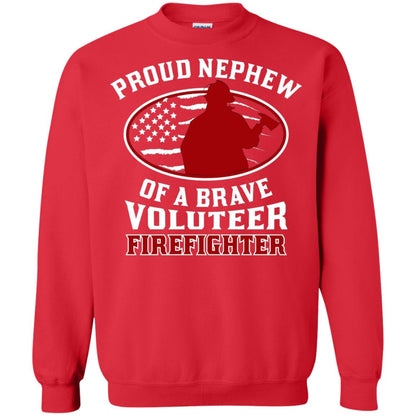 Volunteer Firefighter T-shirt American Flag Proud Nephew Red