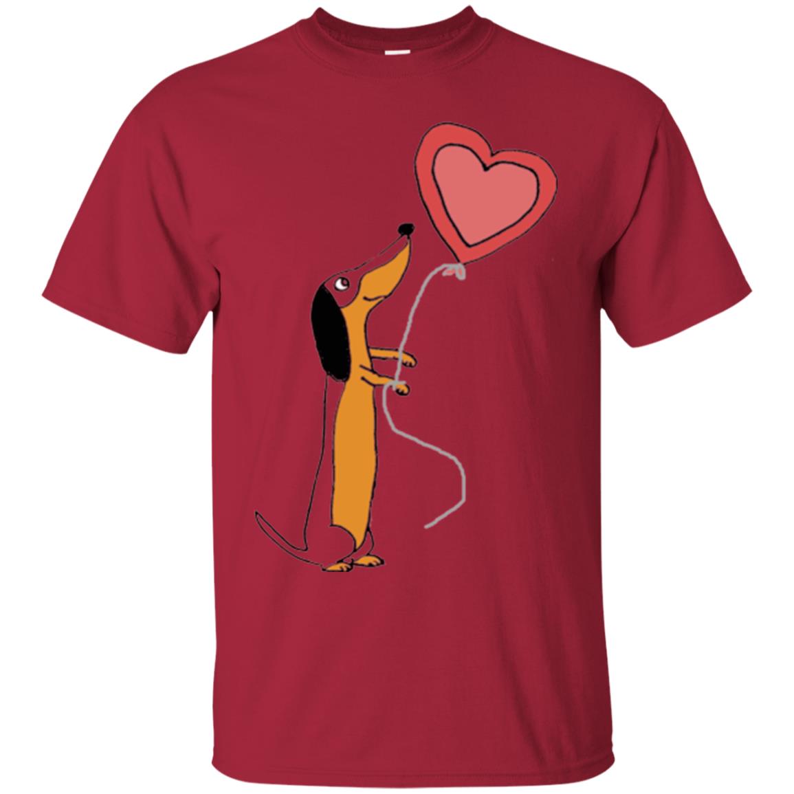 Valentine_s Day T-shirt Cute Dachshund With Heart Balloon Cardinal