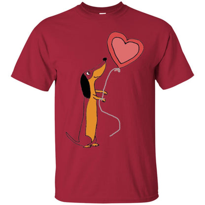 Valentine_s Day T-shirt Cute Dachshund With Heart Balloon Cardinal