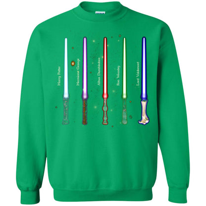 Harry Potter Lightsaber Wands Movie Fan T-shirt Irish Green