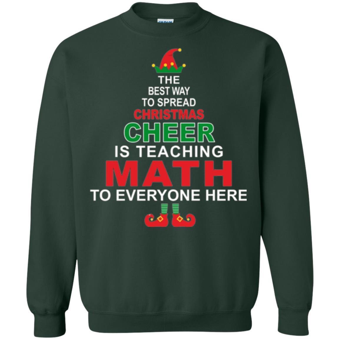 Elf Christmas T-shirt Math Teacher Christmas T-shirt Forest Green