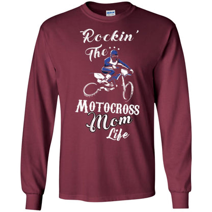 Rocking The Motocross Mom Life Mommy T-shirt Maroon