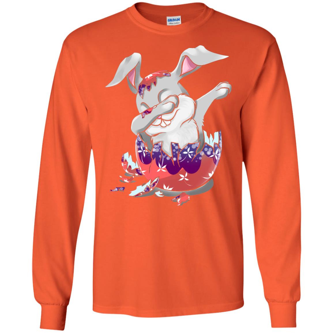 Funny Dabbing Bunny T-shirt For Kids Easter Gift Orange