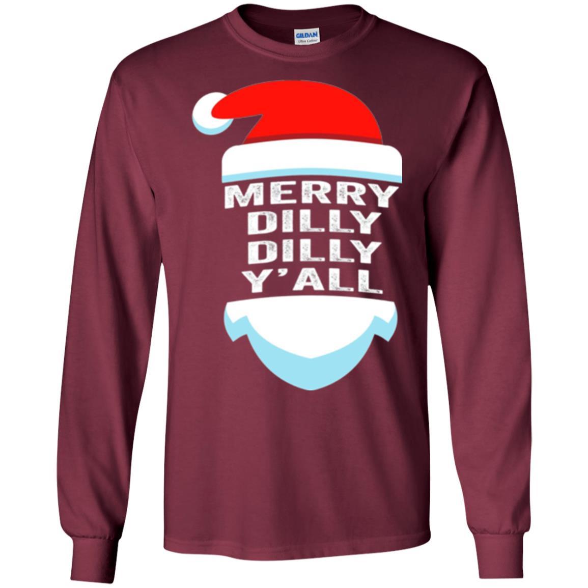 Christmas T-shirt Dilly Dilly Yall Santa Hat Christmas T-shirt Maroon