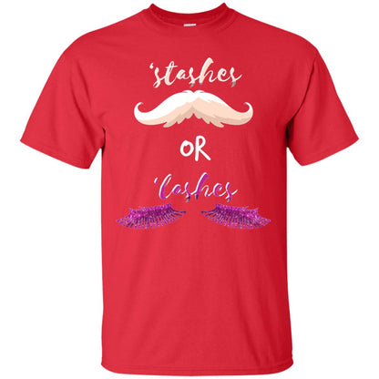Stashes Or Lashes Funny Baby Gender Shower Reveal Pregnancy Shirt Red